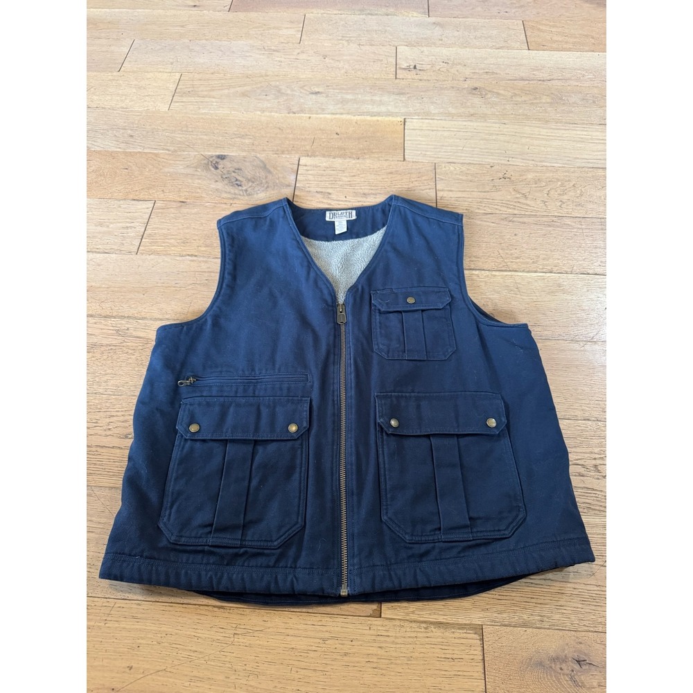 Duluth Trading Co. Mens 2XL Utility Work Vest Full Zip Pockets Fleece Lined